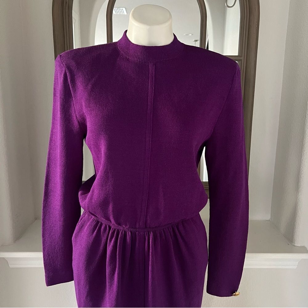 ST. JOHN Couture Purple Sweater Dress, New, Size 8 - Picture 3 of 14